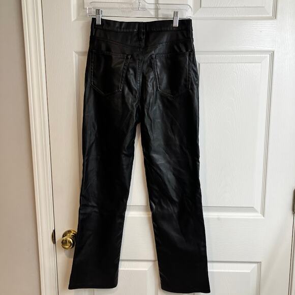 Altar'd State Black Vegan Faux Leather High Rise Straight Leg Pants Size 27/5 - Picture 2 of 9